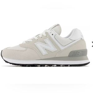 New Balance 574 Cream and White Sneakers